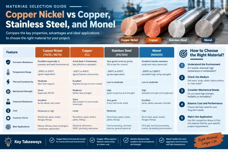 Material Selection Guide Copper Nickel vs Copper, Stainless Steel, and Monel - Euro Steel Bars
